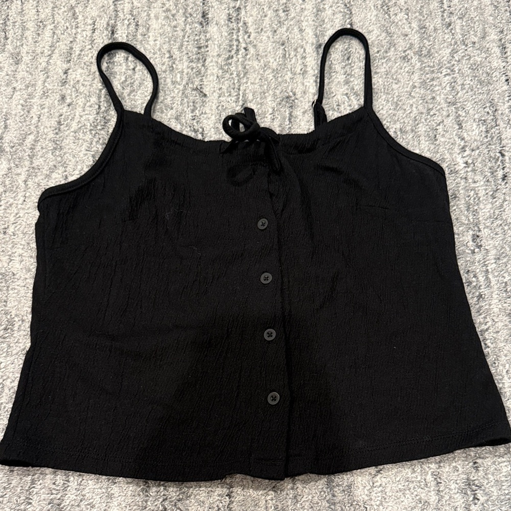 Brandy Melville Black Spaghetti Strap Button-Front Women's Top